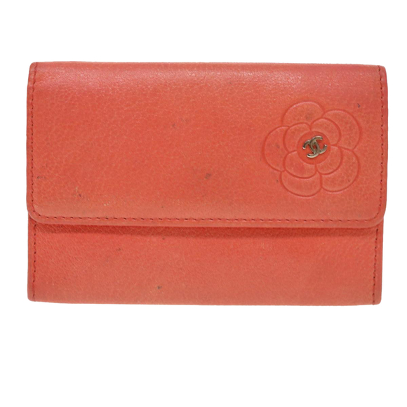 CHANEL Camelia Card Case Leather Pink CC Auth bs4704 - Picture 13 of 16